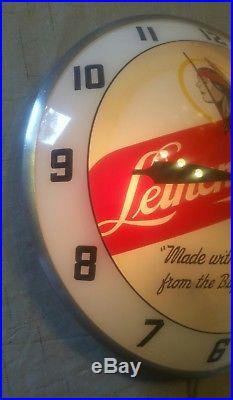 Leinenkugel Double Bubble Clock Vintage Original Working Condition Advertising