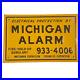 MICHIGAN-ALARM-vtg-Embossed-Tin-Advertising-Sign-FIRE-HOLD-UP-BURGLARY-WATCHMAN-01-fjqp