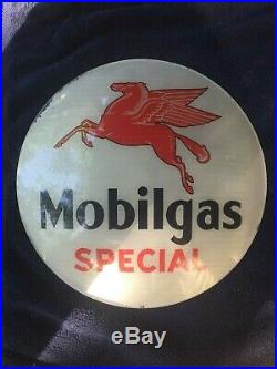 MOBILGAS Special Globe Glass Lens ORIGINAL Vintage Mobil Gas Pump Top 16.25