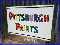 Minty Vintage Original Pittsburgh Paints Porcelain Enamel Flanged Sign