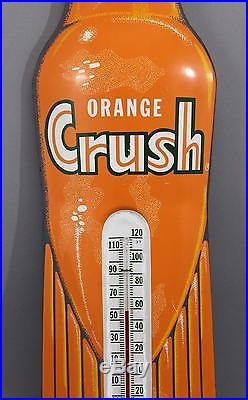 Near Mint! Vintage Orange Crush Soda Bottle Advertising Thermometer Tin Sign, NR