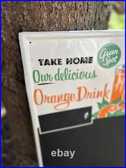 Nice Vintage Advertising Green Spot Orange Beverage Chalkboard Menu Sign