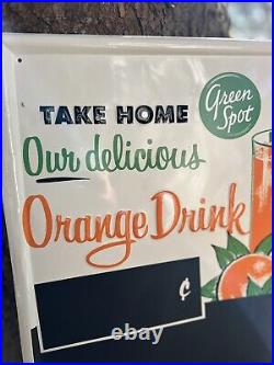 Nice Vintage Advertising Green Spot Orange Beverage Chalkboard Menu Sign