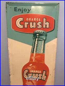 ORIGINAL 1950s Vintage Orange Crush Embossed LARGE Metal Sign Very Rare 54x18