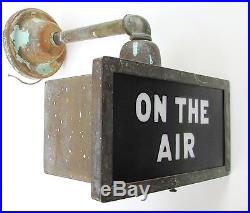 Original On The Air Brass Lighted Sign Radio Studio Vintage Recording Antique
