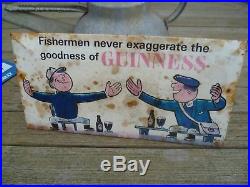 ORIGINAL VINTAGE 1950s 60s GUINNESS FISHING ADVERTISING SIGN not ENAMEL by WINK
