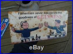 ORIGINAL VINTAGE 1950s 60s GUINNESS FISHING ADVERTISING SIGN not ENAMEL by WINK