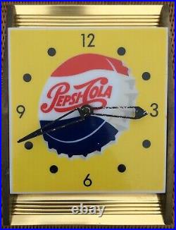 ORIGINAL VINTAGE 1950s PEPSI COLA SODA LIGHTED CLOCK ADVERTISING SIGN RARE