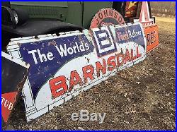 ORIGINAL Vintage BARNSDALL Sign PORCELAIN GAS oil HUGE OLD Barn Hanger AnTiQue