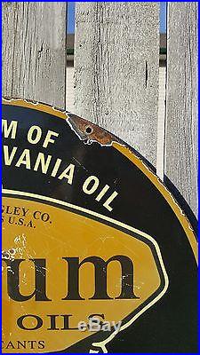 Oilzum Motor Oils Porcelain Sign Gas Oil Pump Plate Service Station Vintage