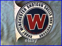 Old Shoot Winchester Shotgun Shells Shotguns Gun 2 Sided Advertising Flange Sign