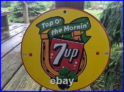 Old Vintage 7 Up Soda Pop Metal Porcelain Gas Station Sign 12 Irish