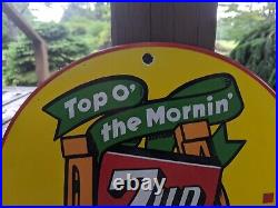 Old Vintage 7 Up Soda Pop Metal Porcelain Gas Station Sign 12 Irish