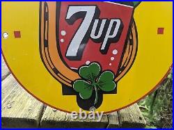 Old Vintage 7 Up Soda Pop Metal Porcelain Gas Station Sign 12 Irish