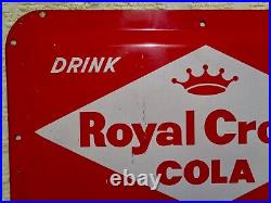 Old Vintage Original Royal Crown Cola Convex Advertising Sign 18 x 12