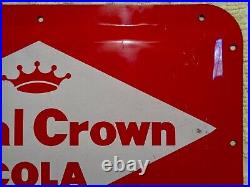 Old Vintage Original Royal Crown Cola Convex Advertising Sign 18 x 12