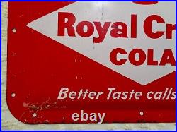 Old Vintage Original Royal Crown Cola Convex Advertising Sign 18 x 12