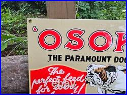 Old Vintage Osoko Paramount Dog Food Porcelain Advertising Heavy Metal Pet Sign