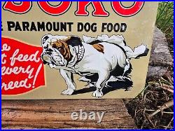 Old Vintage Osoko Paramount Dog Food Porcelain Advertising Heavy Metal Pet Sign