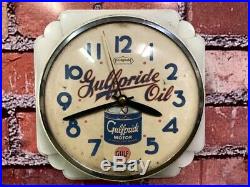 Old Vtg Ingraham Gulf Oil Dealer Advertising Gas Station Garage Wall Clock Sign