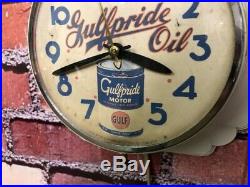 Old Vtg Ingraham Gulf Oil Dealer Advertising Gas Station Garage Wall Clock Sign
