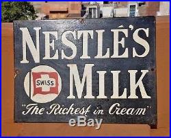 Original 1930 Old Vintage Rare Nestle Milk Ad Porcelain Enamel Sign Board, SWISS