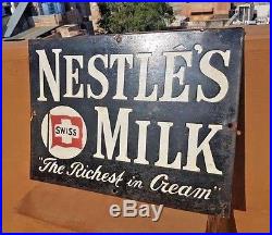 Original 1930 Old Vintage Rare Nestle Milk Ad Porcelain Enamel Sign Board, SWISS