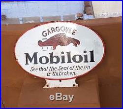 Original 1930's Old Vintage RARE Gargoyle Mobil Oil Porcelain Enamel Sign Board
