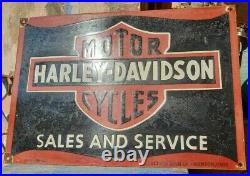 Original 1930's Old Vintage Rare Harley Davidson Porcelain Enamel Sign Board