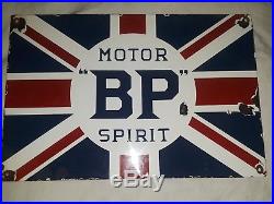 Original 1940's Vintage Porcelain BP Motor Spirit Enamel Sign