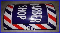 Original And Vintage Porcelain Barber Shop Curved Pole Sign, Brackets Nice