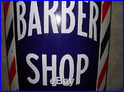 Original And Vintage Porcelain Barber Shop Curved Pole Sign, Brackets Nice