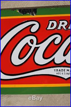 Original COCA COLA 1931 Vintage Porcelain Enamel Advertising Sign Soda Pop Great