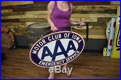 Original Clean Iowa AAA Motor Club Porcelain Sign Vintage Gas Oil Station Dealer