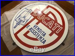 Original DUCATI Enamel Sign Porcelain Service Vintage 1950s NOS Scooter Dealer