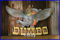 Original French Dumbo Film Advertising Antique Sign Vintage Board circa 1941
