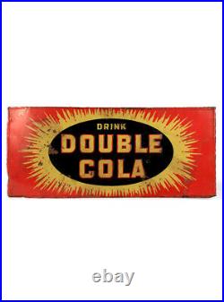 Original Rare Vintage Soda Sign Drink Double Cola Tin Sign Man Cave