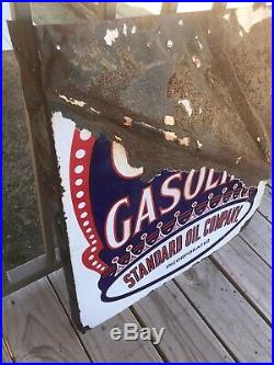 Original Red crown gasoline porcelain Flange sign Standard Oil Co vintage