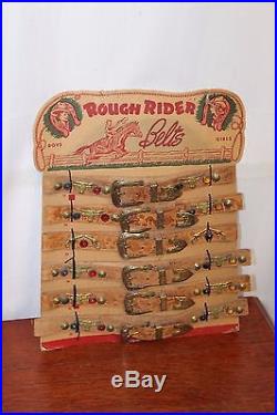 Original Rough Rider Kid Boy & Girl Belts Vintage Cardboard Display Advertising