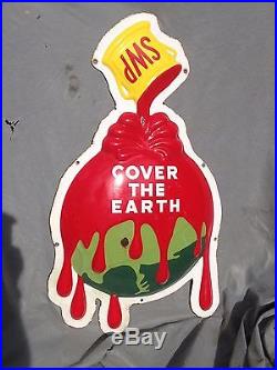 Original Sherwin Williams Paint Porcelain Sign Cover The Earth Vintage