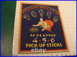 Original VINTAGE Advertising SIGN for 4 5 6 PICK UP STICKS early toy game Sign