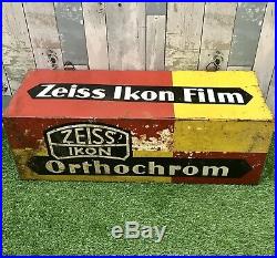 Original Vintage 1930s Zeiss Ikon Camera Film Advertisement Enamel Sign Germany