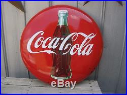 Original Vintage 36 Porcelain Coca Cola Bottle Button Coke Sign