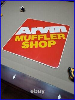 Original Vintage Arvin Muffler Shop Sign Metal 2 Sided Dealer Gas Oil Car Truck