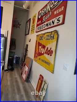 Original Vintage Arvin Muffler Shop Sign Metal 2 Sided Dealer Gas Oil Car Truck