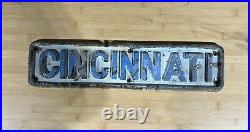 Original Vintage Blue On Blue Cincinnati Lathe Cast Iron Sign