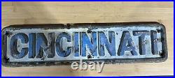 Original Vintage Blue On Blue Cincinnati Lathe Cast Iron Sign