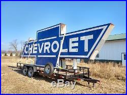 Original Vintage Chevrolet Dealership Huge Porcelain Neon Sign Museum Quality