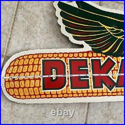Original Vintage Dekalb Seed Corn Farm Flying Ear Sign RIGHT FACING Wings