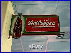 Original Vintage Double-sided Dr. Pepper Flange Sign